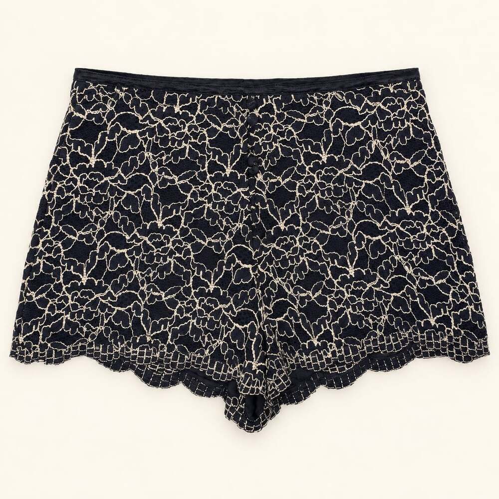 Dolce Vita Black Floral Lace High Waist Shorts XS Cream Contrast